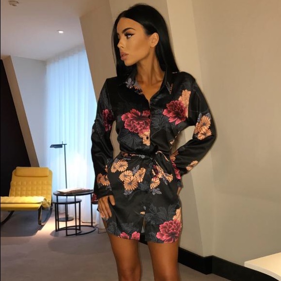 NEW! Floral Silk Dress - Picture 2 of 5